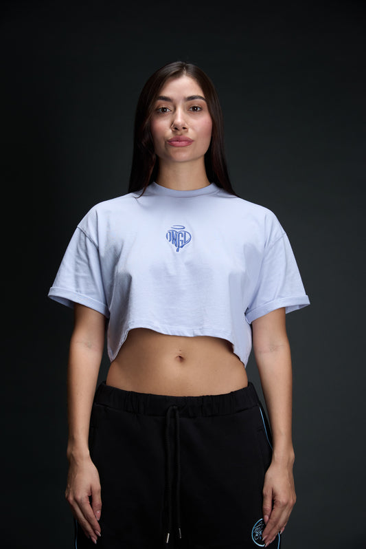 Croptop femenino - Bordado Azul